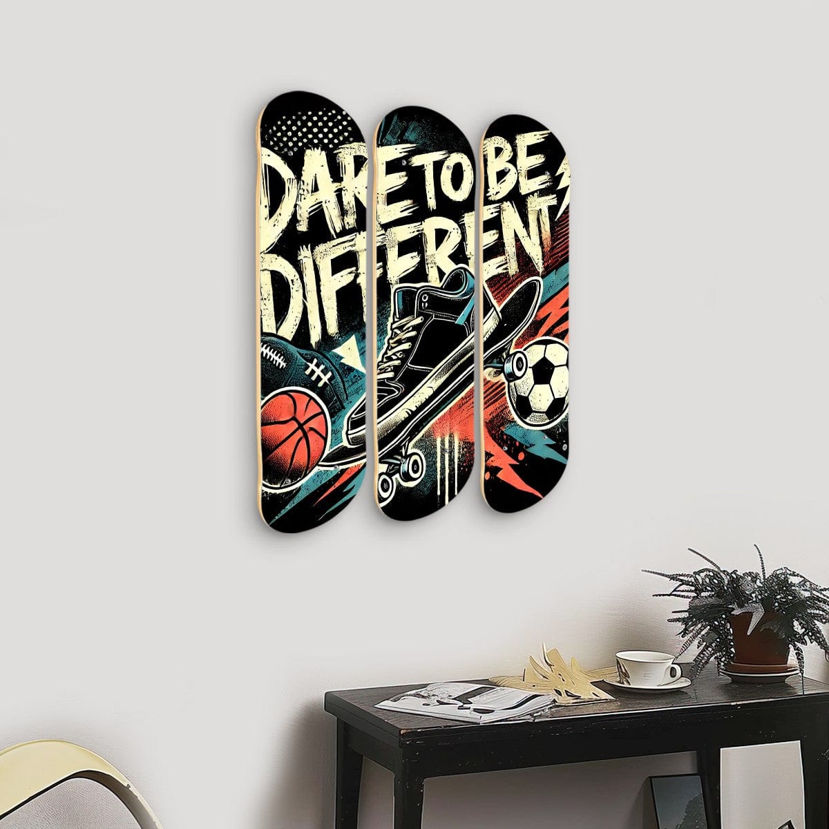 Wall Art 3 Panels Wood Skateboard Prints Wall Art 31"x25"