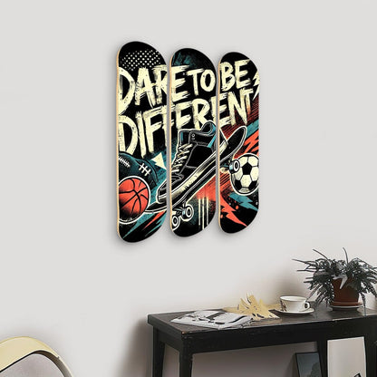 Wall Art 3 Panels Wood Skateboard Prints Wall Art 31"x25"