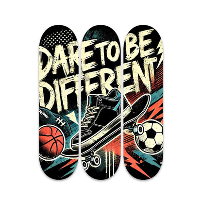 Wall Art 3 Panels Wood Skateboard Prints Wall Art 31"x25"